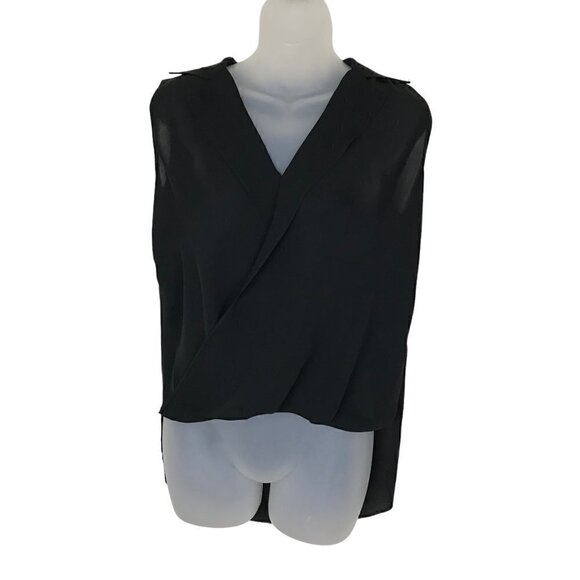 JUDITH & Charles 100% Silk Collar Drape Wrap Sleeveless Blouse Size 2 - Picture 3 of 7